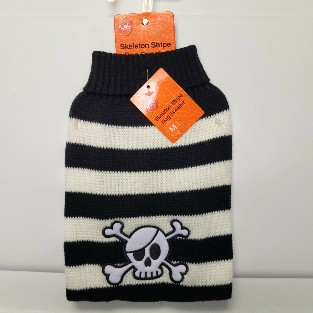 Skeleton Pirate Striped Dog Sweater Halloween Pet Sweater